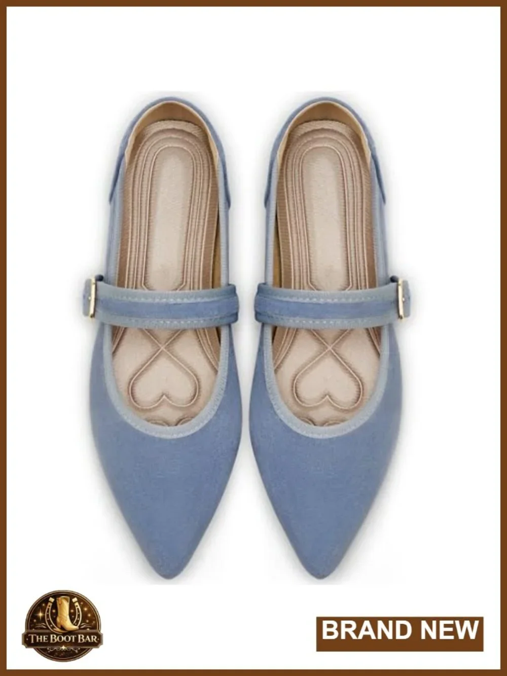 Mary Jane Ballet Flats Pointed Toe Memory Foam Non-slip Rubber Sole